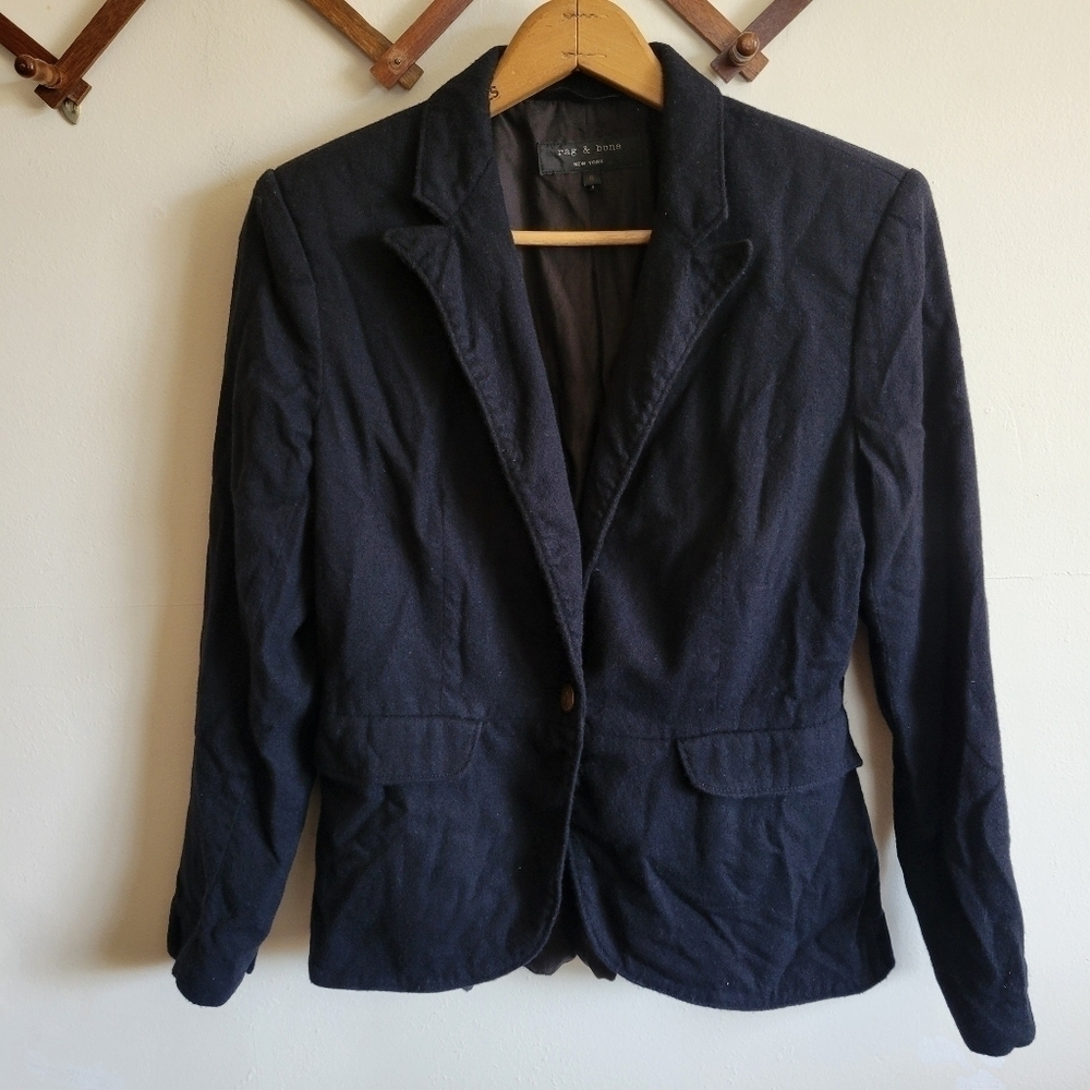 Rag & Bone Wool Blend Blazer Black Medium 6